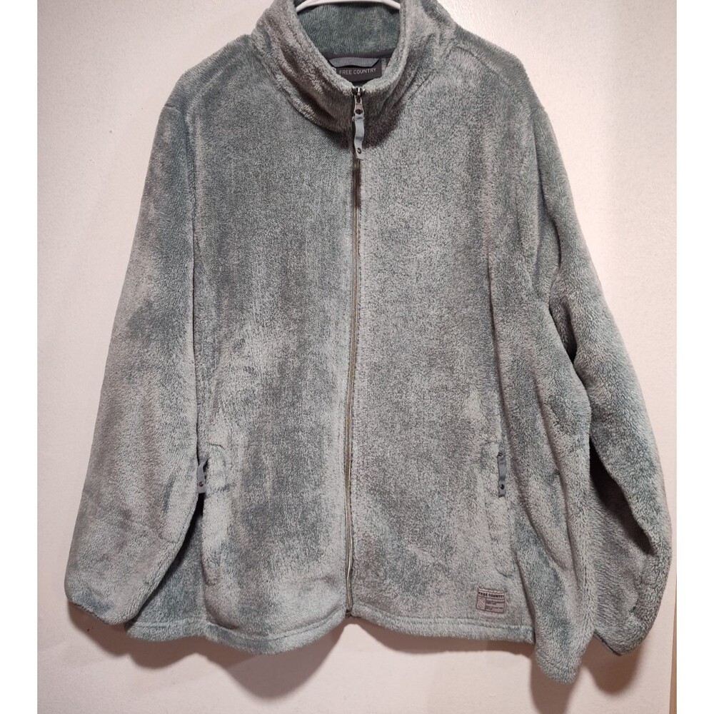 Free Country Women Green Jacket Size 2X Fleece Mock Neck Full Zip Pockets